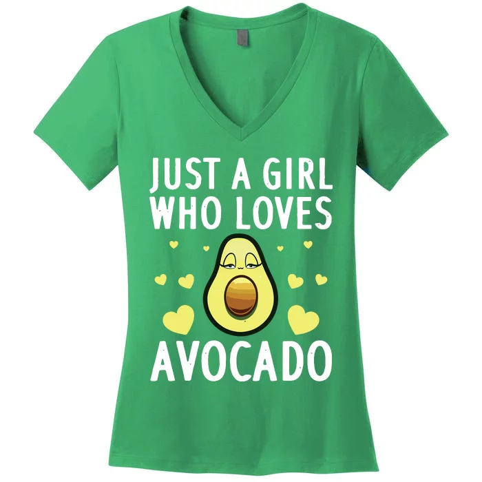 Cute Avocado Design For Girl Women Pear Avocado Lovers Women's V-Neck T-Shirt