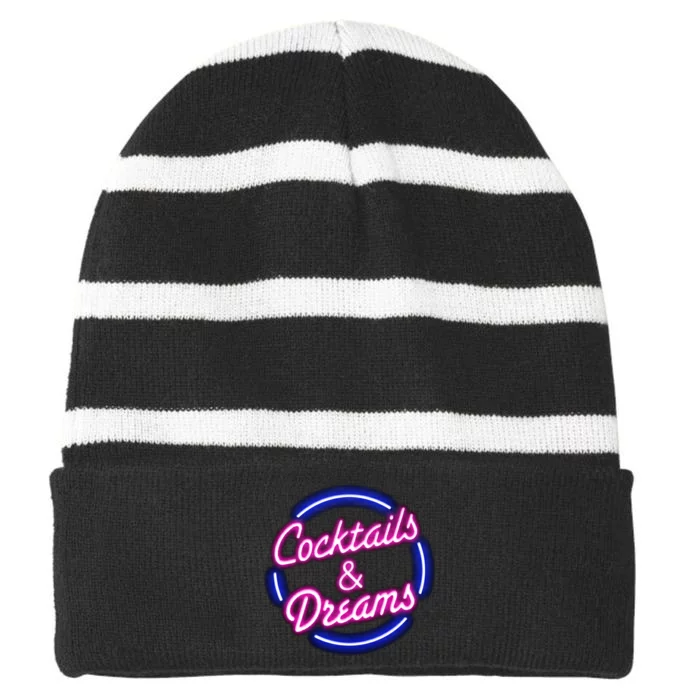 Cocktails And Dreams Striped Beanie with Solid Band