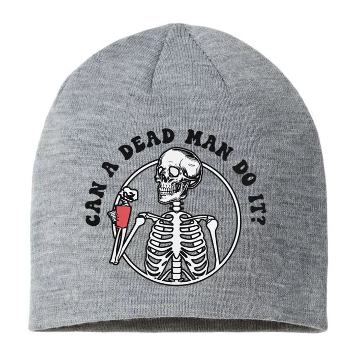 Can A Dead Man Do It Skeleton Halloween Behavior Analysis 8 1/2in Sustainable Knit Beanie