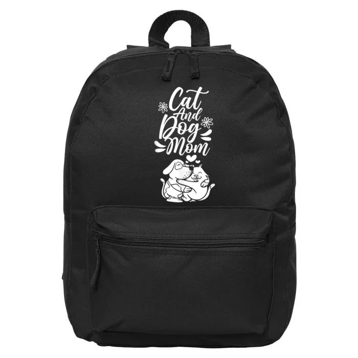 Cat And Dog Mom Dogs Lover Cats Mother Mommy Mama Mother's 16 in Basic Backpack