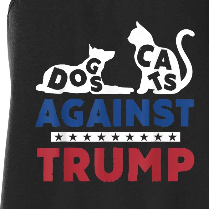 Cats And Dogs Against Trump 2024 Anti Trump Usa Flag Women's Racerback Tank