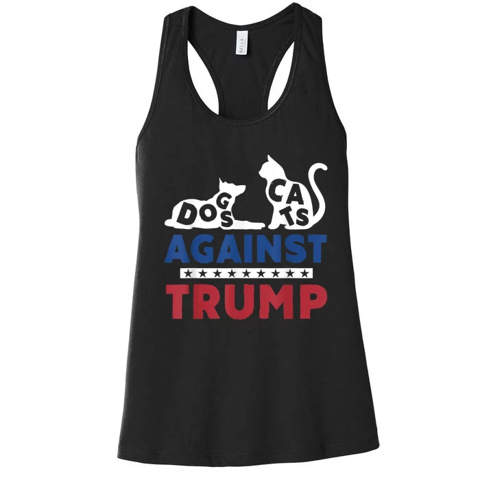 Cats And Dogs Against Trump 2024 Anti Trump Usa Flag Women's Racerback Tank