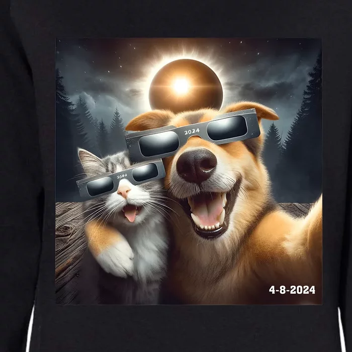 Cat And Dog Selfie With Solar 2024 Eclipse Wearing Glasses Womens California Wash Sweatshirt