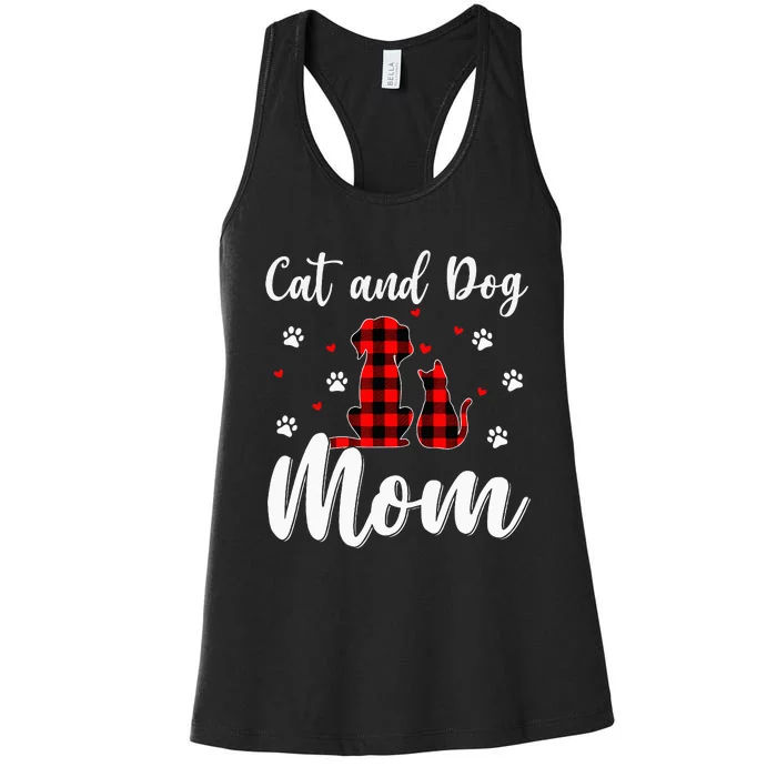 Cats And Dogs Mom Mothers Day Puppy Pets Animals Lover Women's Racerback Tank