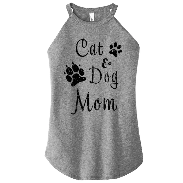 Cat And Dog Mom Kitten And Puppy Mama Kitty And Pup Mother Great Gift Women’s Perfect Tri Rocker Tank