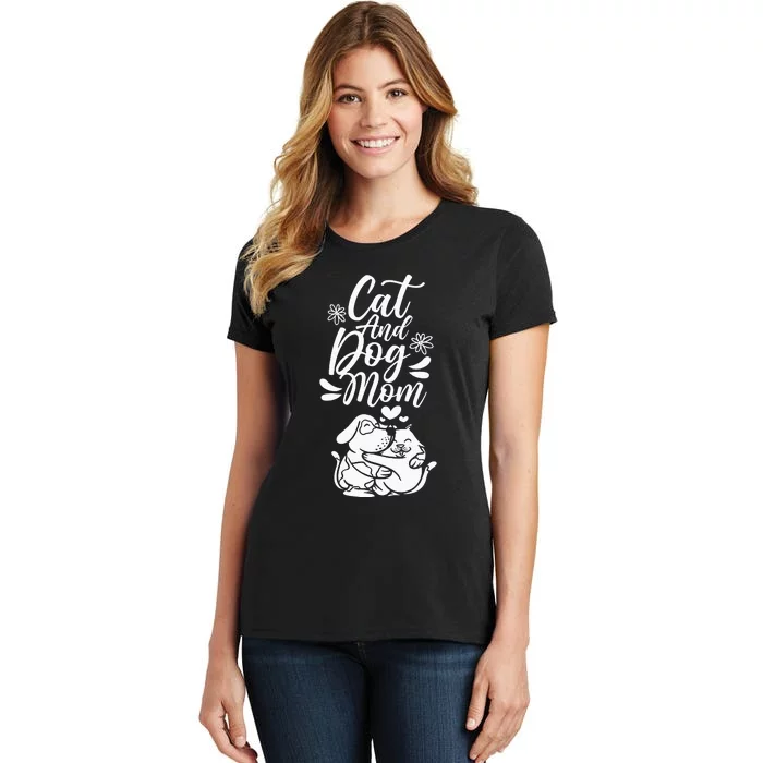 Cats and Dogs Mom Mother's Day Puppy Animals Lover Women's T-Shirt