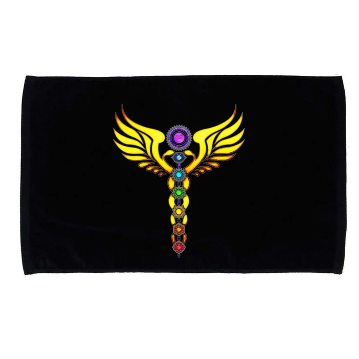 Caduceus With 7 Chakras Microfiber Hand Towel