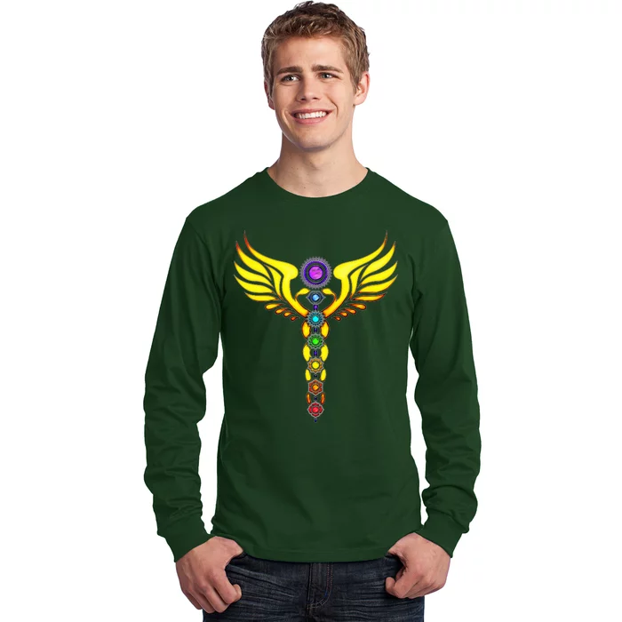 Caduceus With 7 Chakras Long Sleeve Shirt