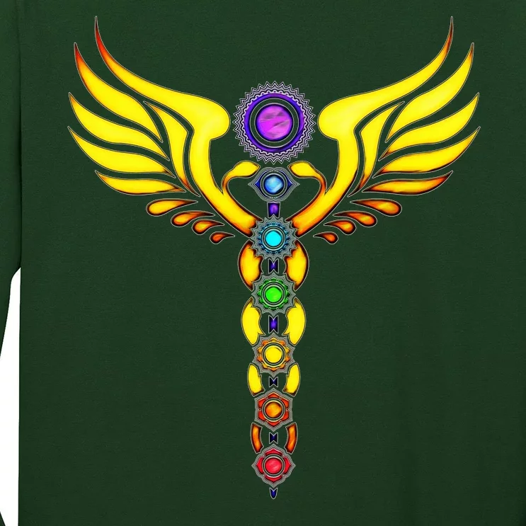 Caduceus With 7 Chakras Long Sleeve Shirt