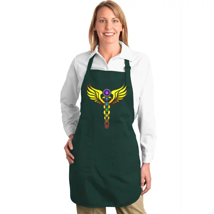 Caduceus With 7 Chakras Full-Length Apron With Pocket