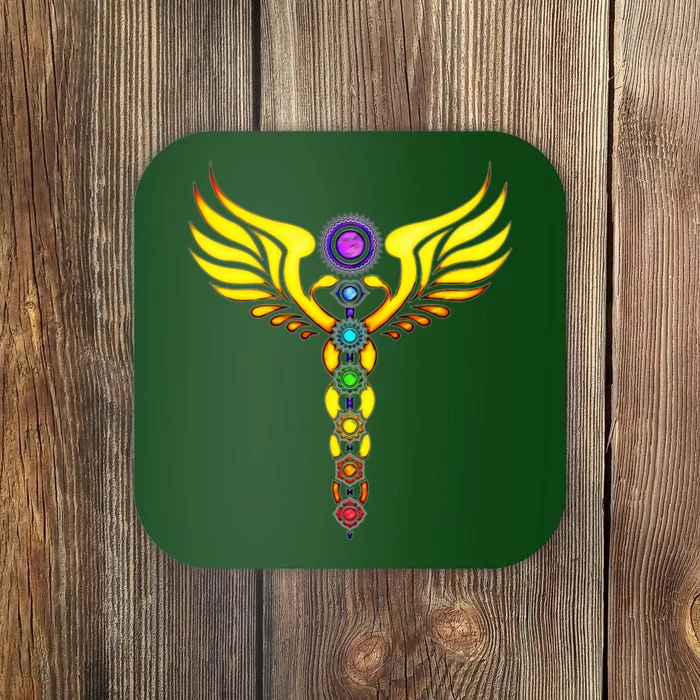 Caduceus With 7 Chakras Coaster