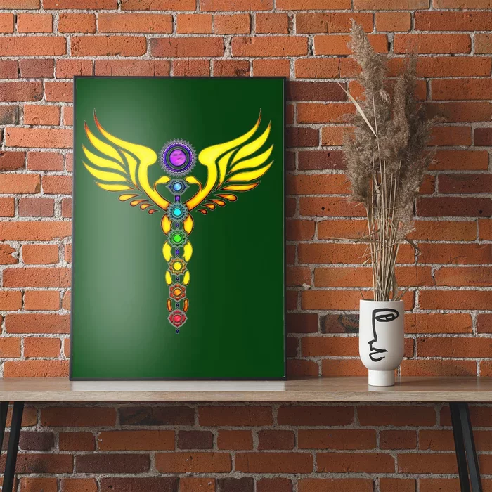 Caduceus With 7 Chakras Poster