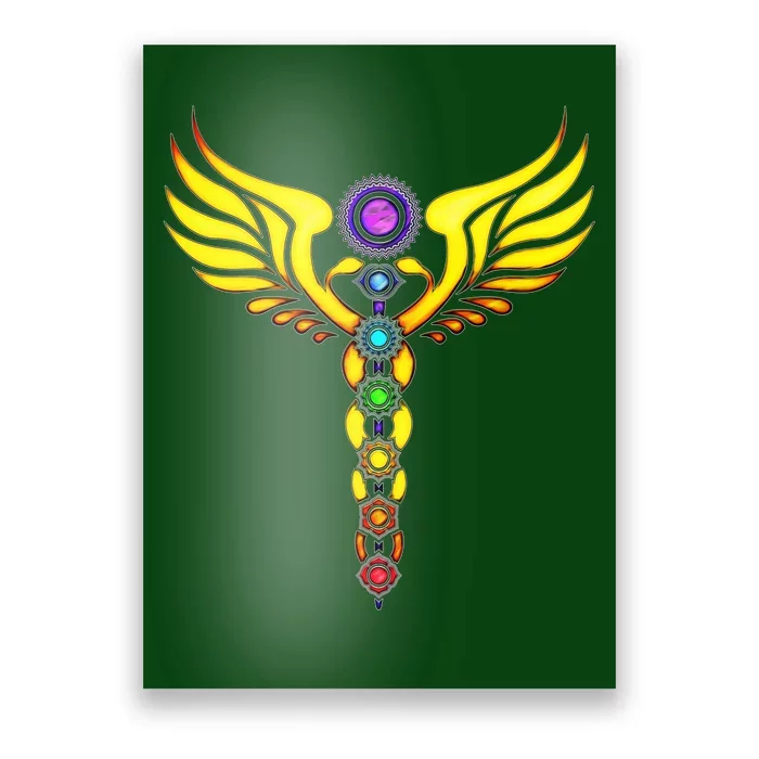 Caduceus With 7 Chakras Poster