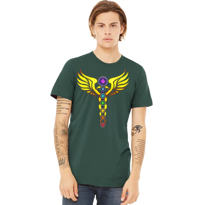 Caduceus With 7 Chakras Premium T-Shirt