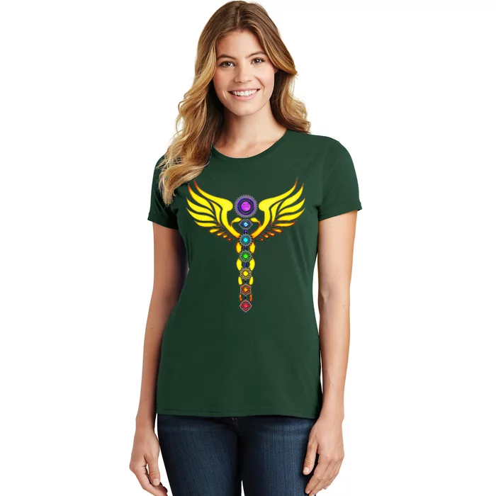 Caduceus With 7 Chakras Women's T-Shirt