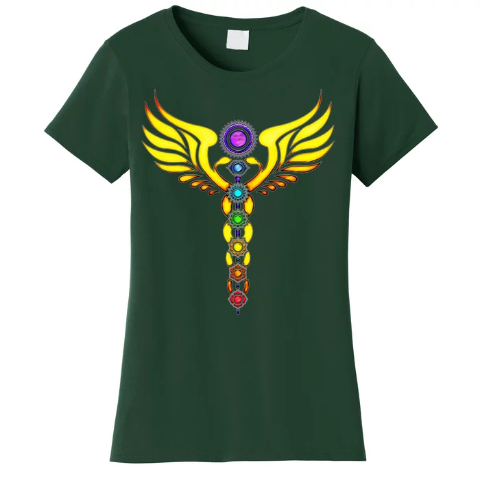 Caduceus With 7 Chakras Women's T-Shirt