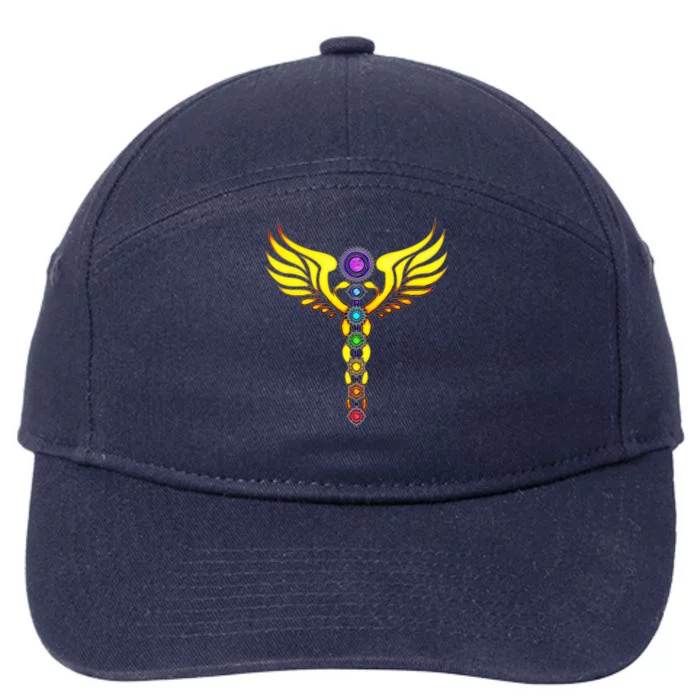 Caduceus With 7 Chakras 7-Panel Snapback Hat