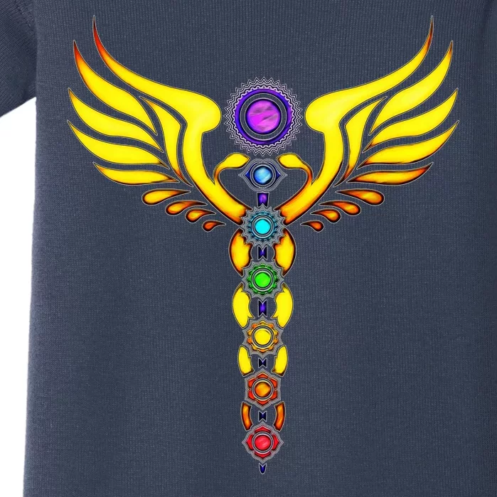 Caduceus With 7 Chakras Baby Bodysuit