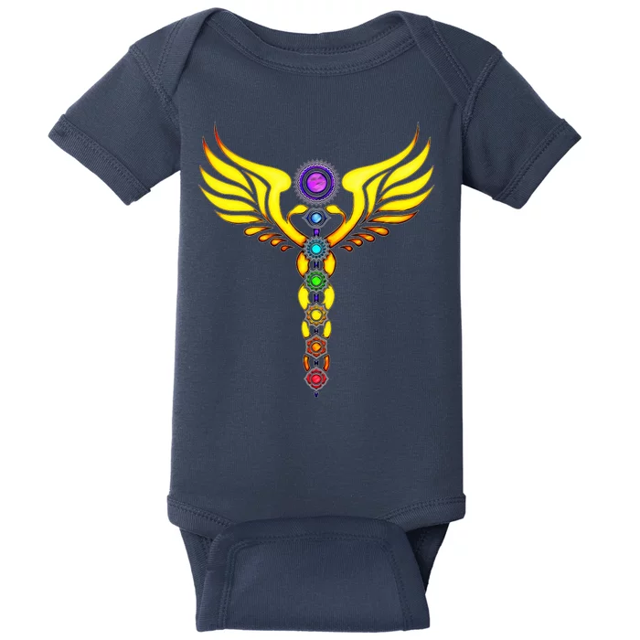 Caduceus With 7 Chakras Baby Bodysuit