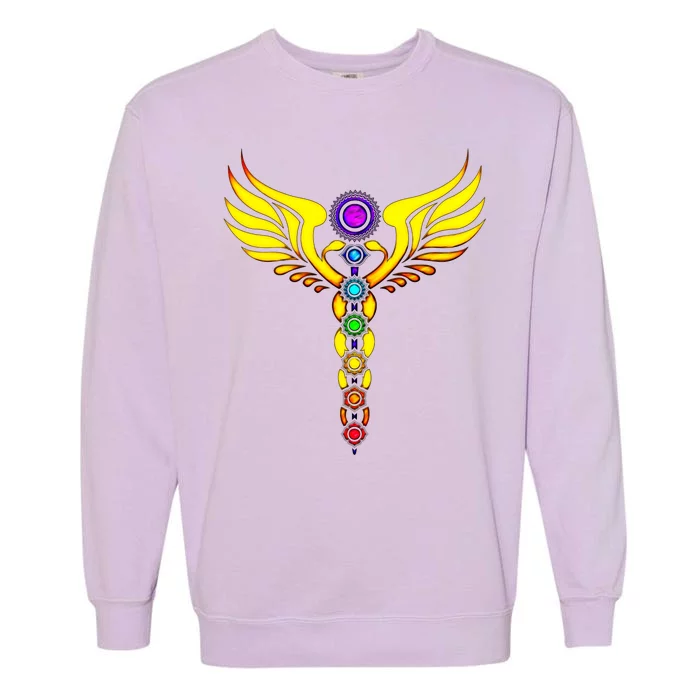 Caduceus With 7 Chakras Garment-Dyed Sweatshirt