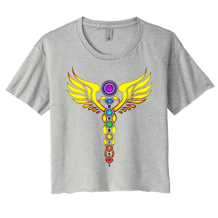 Caduceus With 7 Chakras Women's Crop Top Tee