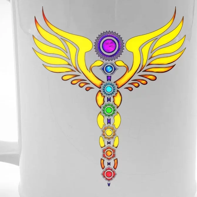 Caduceus With 7 Chakras Front & Back Beer Stein