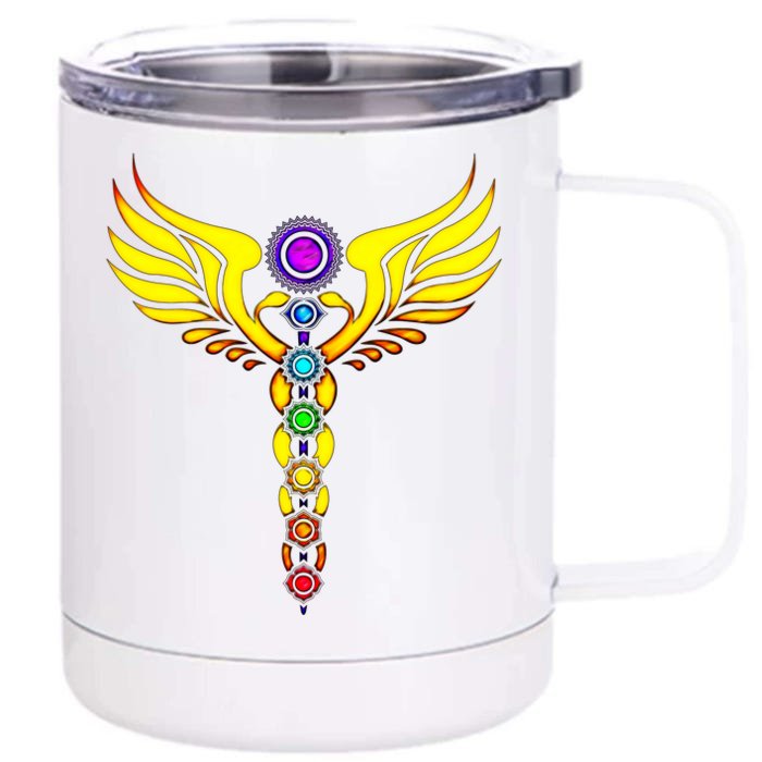 Caduceus With 7 Chakras Front & Back 12oz Stainless Steel Tumbler Cup