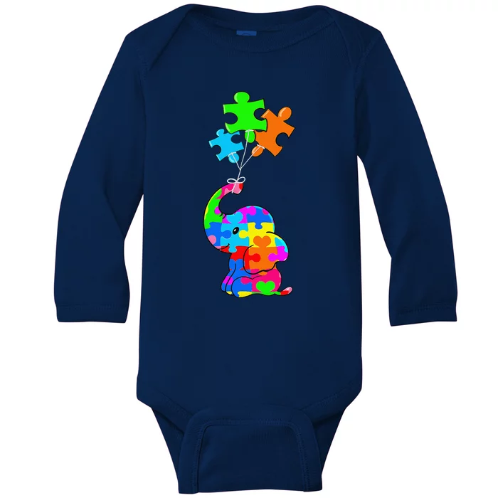 Cute Autism Elephant Autism Awareness Autistic Baby Long Sleeve Bodysuit