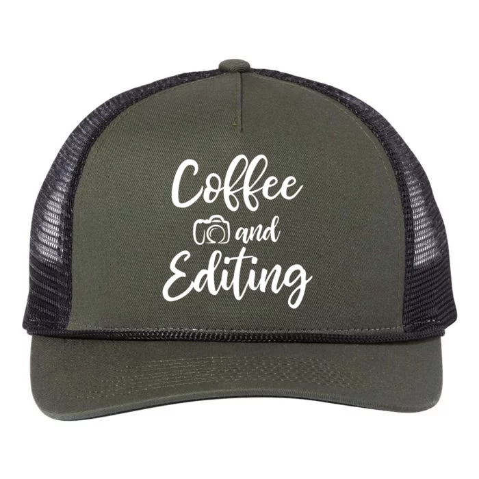 Coffee And Editing Gift Photography Gift For Photographer Meaningful Gift Retro Rope Trucker Hat Cap