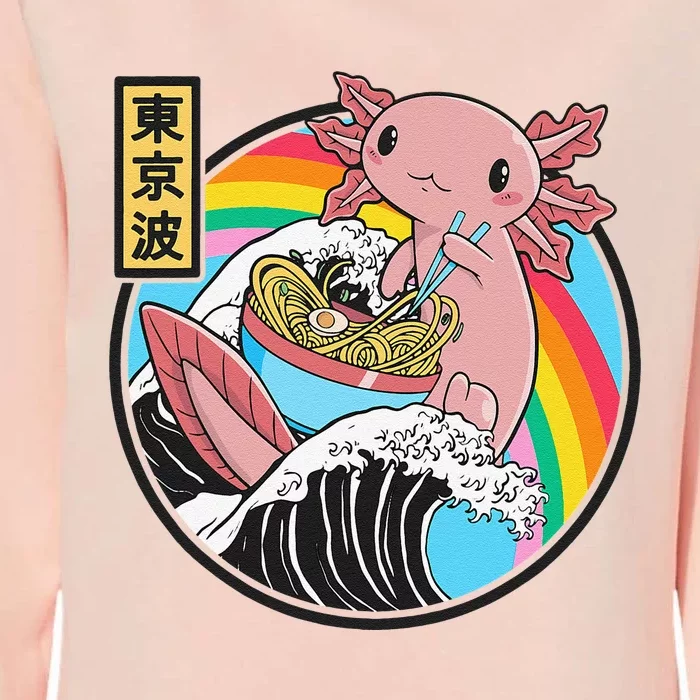 Cute Axolotl Eating Ramen Kanagawa Wave Kawaii Anime Womens California Wash Sweatshirt