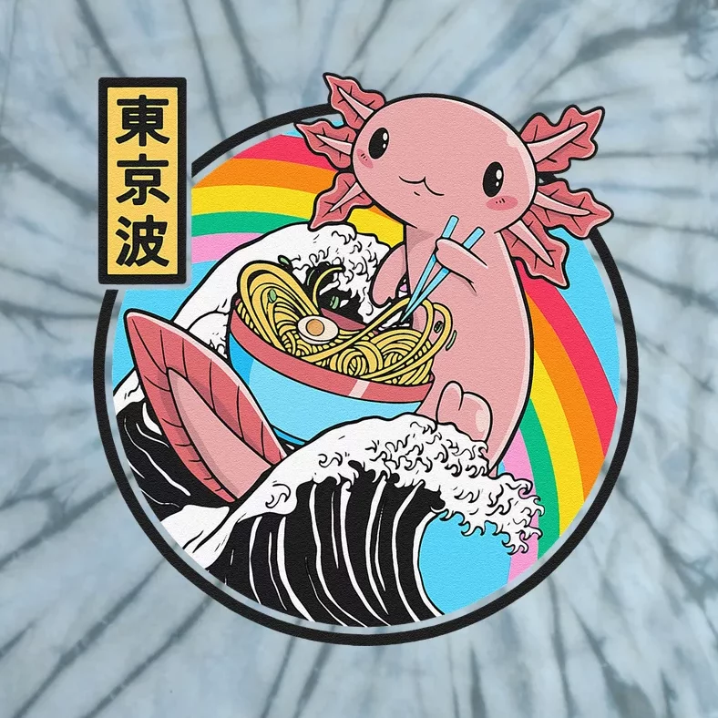 Cute Axolotl Eating Ramen Kanagawa Wave Kawaii Anime Tie-Dye T-Shirt