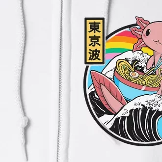 Cute Axolotl Eating Ramen Kanagawa Wave Kawaii Anime Full Zip Hoodie