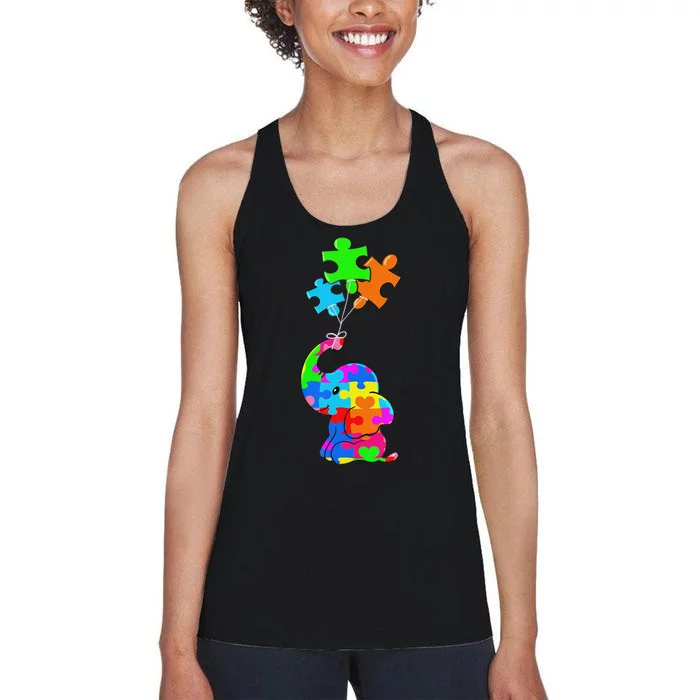 Cute Autism Elephant Autism Awareness Autistic Women's Racerback Tank