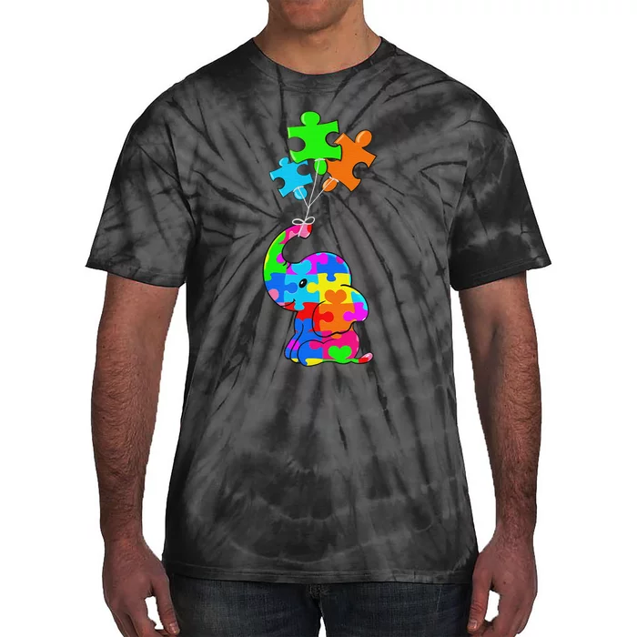 Cute Autism Elephant Autism Awareness Autistic Tie-Dye T-Shirt