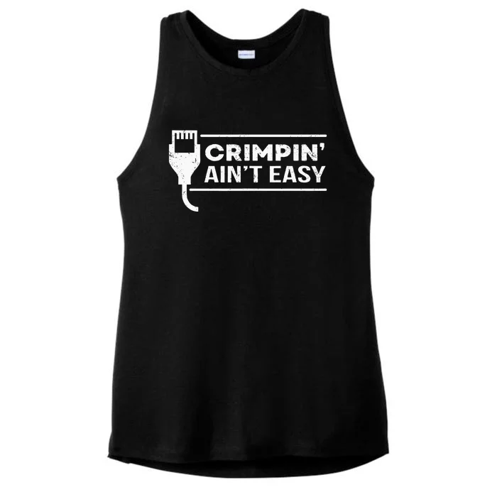 Crimpin Aint Easy Software Developer Pun It Ladies Tri-Blend Wicking Tank