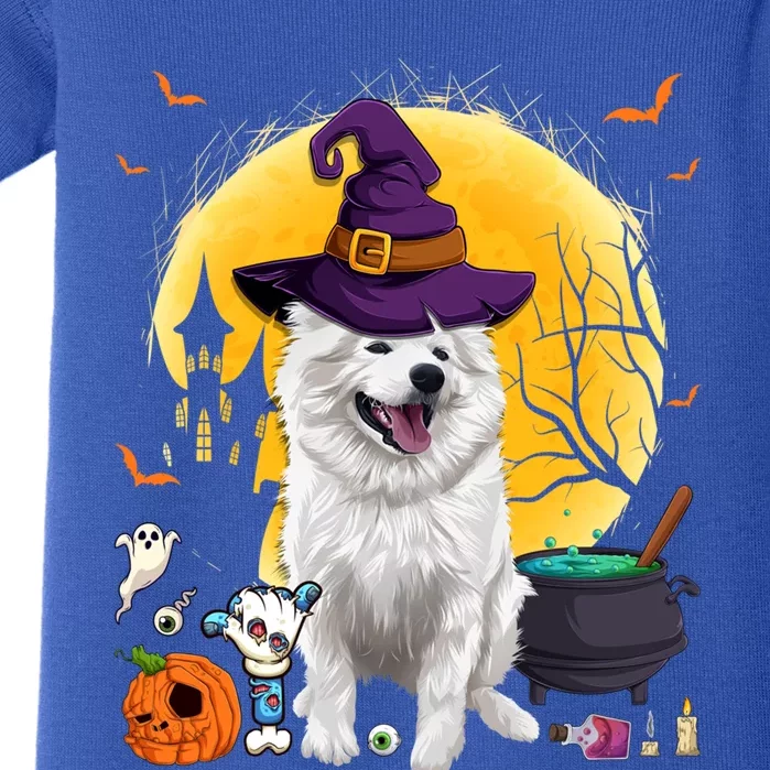 Cute American Eskimo Witch Pumpkin Halloween Dog Lover Gift Baby Bodysuit