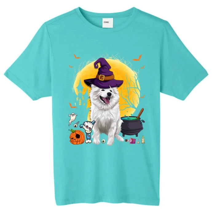 Cute American Eskimo Witch Pumpkin Halloween Dog Lover Gift ChromaSoft Performance T-Shirt