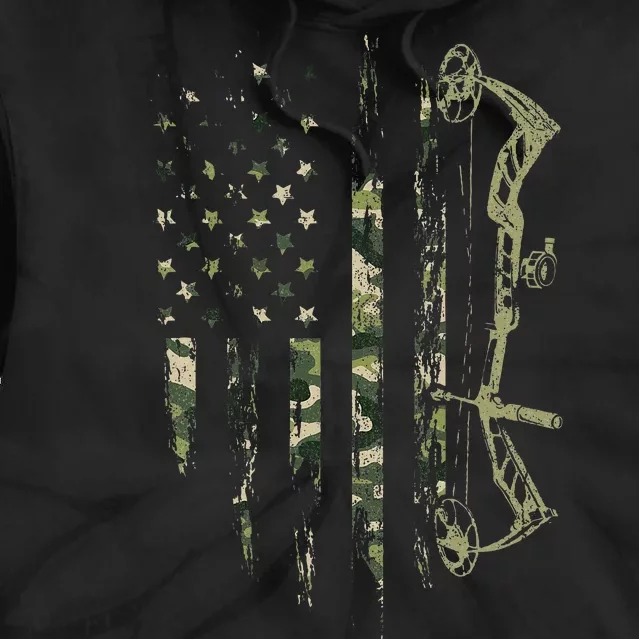 Camo American Flag Bowhunting Bow Archery Deer Hunting Gift Tie Dye Hoodie