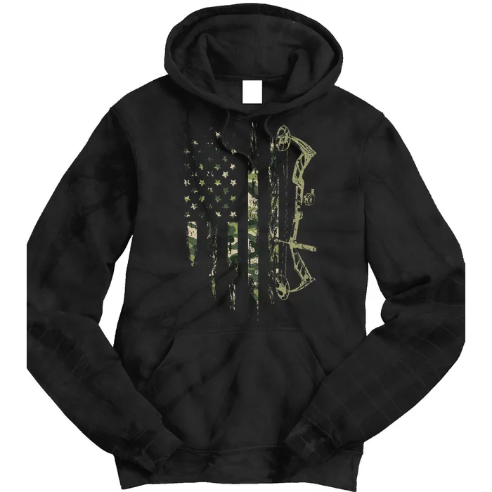 Camo American Flag Bowhunting Bow Archery Deer Hunting Gift Tie Dye Hoodie