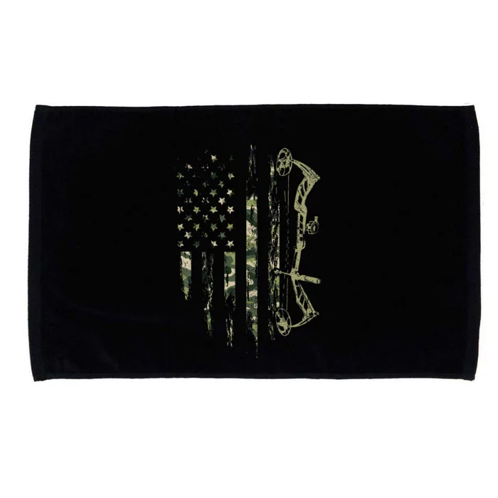 Camo American Flag Bowhunting Bow Archery Deer Hunting Gift Microfiber Hand Towel