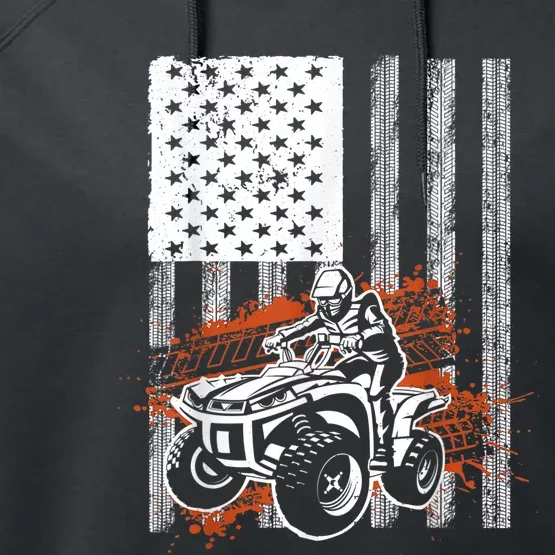 Cool ATV For Adult Quad Racing Squad USA Flag 4 Wheeler Performance Fleece Hoodie