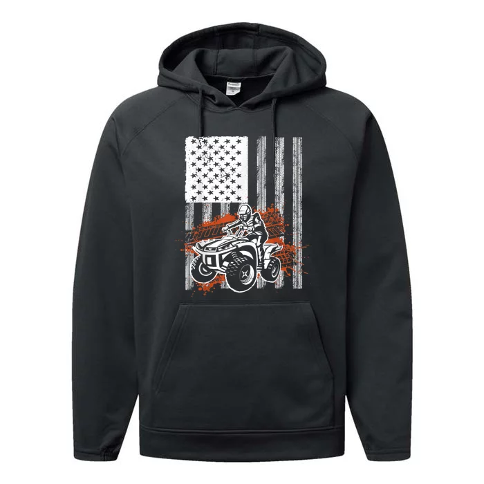 Cool ATV For Adult Quad Racing Squad USA Flag 4 Wheeler Performance Fleece Hoodie