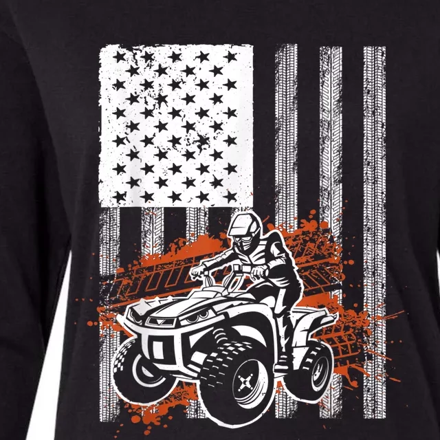 Cool ATV For Adult Quad Racing Squad USA Flag 4 Wheeler Womens Cotton Relaxed Long Sleeve T-Shirt