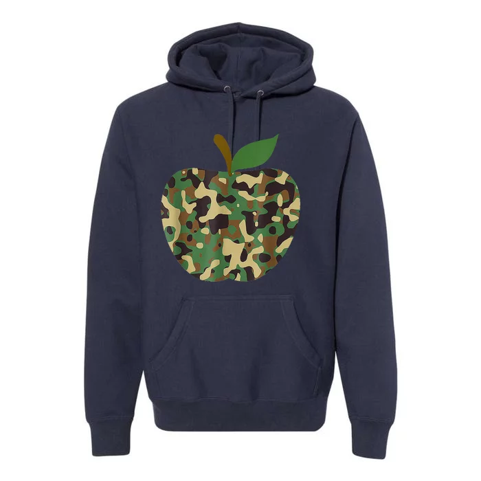 Camo Apple First Day Of School Teaching Team Premium Hoodie