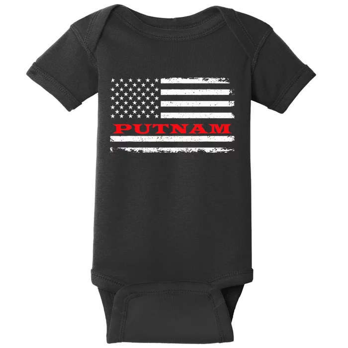 Connecticut American Flag Putnam Usa Patriotic Souvenir Baby Bodysuit