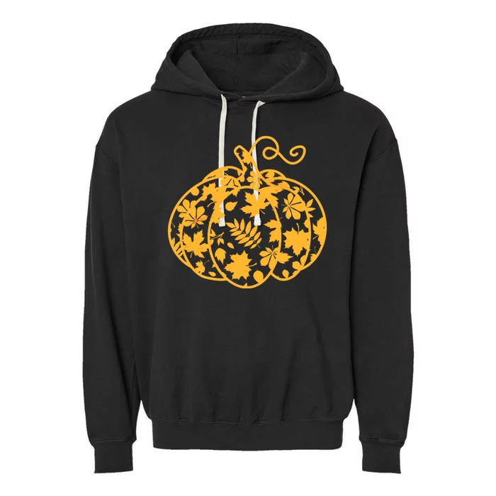 Cute Autumn Fall Leaves Pattern Pumpkin Garment-Dyed Fleece Hoodie