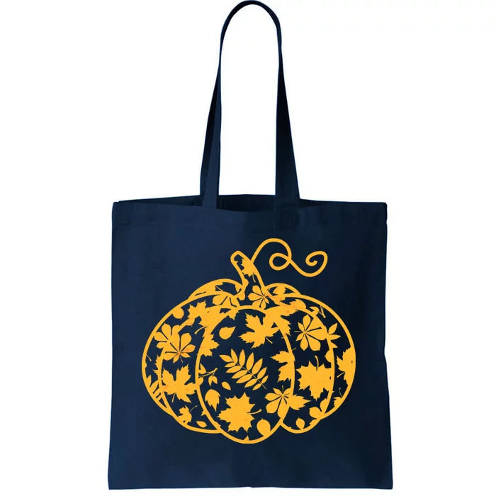 Cute Autumn Fall Leaves Pattern Pumpkin Tote Bag