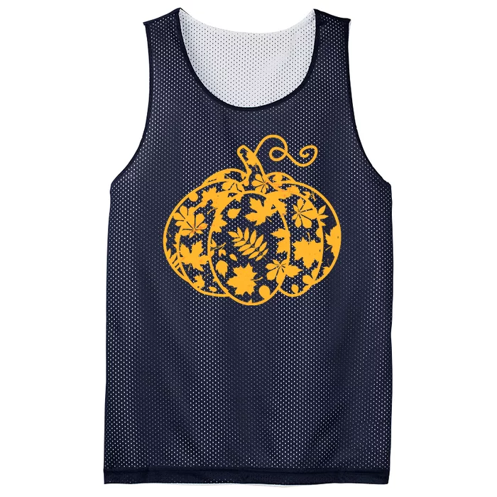 Cute Autumn Fall Leaves Pattern Pumpkin Mesh Reversible Basketball Jersey Tank