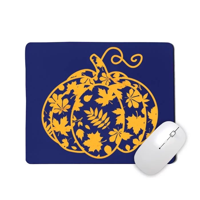 Cute Autumn Fall Leaves Pattern Pumpkin Mousepad