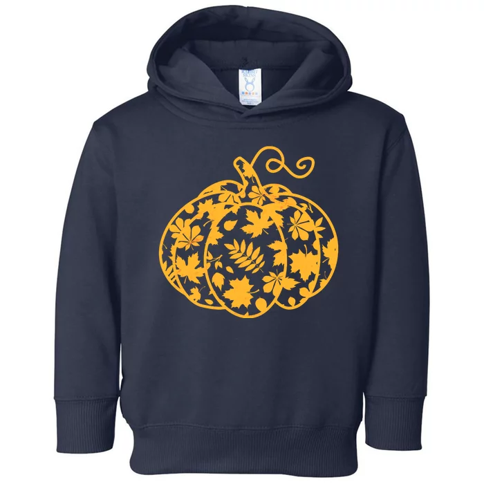 Cute Autumn Fall Leaves Pattern Pumpkin Toddler Hoodie